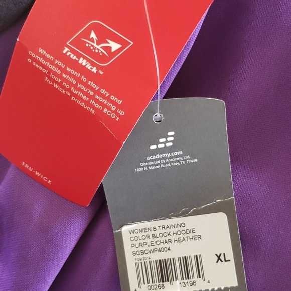 XL purple, gray, and coral fleece wicking hoodie - Picture 5 of 5